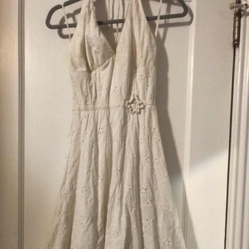 Vintage Lace Halter Dress with floral detailing